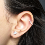 Handmade Flower Diamond Solitaire Earrings - Nature Inspired Wedding Jewelry