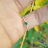 Small Genuine Oval Emerald Engagement Stacking Ring