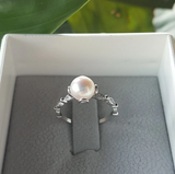 Unique Vintage Nature-Inspired Genuine Pearl Diamond Ring