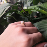 Unique Vintage Nature-Inspired Genuine Pearl Diamond Ring