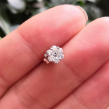 Handmade Flower Diamond Solitaire Earrings - Nature Inspired Wedding Jewelry