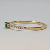 Small Genuine Oval Emerald Engagement Stacking Ring
