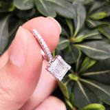 Solitaire Drop Hoop Earrings - Baguette Diamond Illusion - Handmade Bridal Jewelry