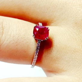 Deep red store ruby ring