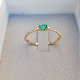 Small Genuine Oval Emerald Engagement Stacking Ring