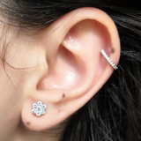 Handmade Flower Diamond Solitaire Earrings - Nature Inspired Wedding Jewelry