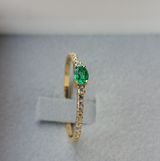 Small Genuine Oval Emerald Engagement Stacking Ring