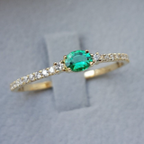 Small Genuine Oval Emerald Engagement Stacking Ring
