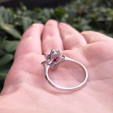 Nature Inspired Genuine Ruby and Diamond Flower Engagement Ring
