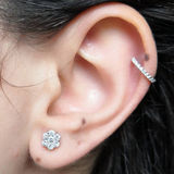 Handmade Flower Diamond Solitaire Earrings - Nature Inspired Wedding Jewelry