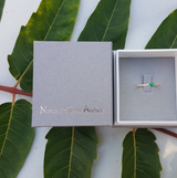 Small Genuine Oval Emerald Engagement Stacking Ring