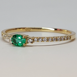 Small Genuine Oval Emerald Engagement Stacking Ring