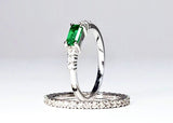 Baguette Emerald Engagement & Diamond Wedding Band Set