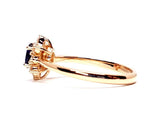 Genuine Elongated Oval Blue Sapphire Engagement Ring