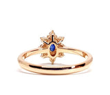 Genuine Elongated Oval Blue Sapphire Engagement Ring