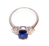 Oval Blue Sapphire and Marquise Diamond Engagement Ring