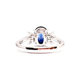 Oval Blue Sapphire and Marquise Diamond Engagement Ring
