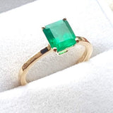 Natural Princess Cut Colombian Emerald Engagement Ring