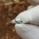 Dainty East West Oval Aquamarine Engagement Ring  - Simple March Birthstone Promise Ring