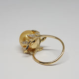 Nature Inspired Golden South Sea Pearl Engagement Ring