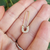 Elongated "Attaché" Diamond Earrings - Safety Pin Statement Jewelry