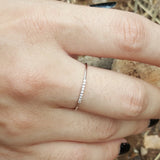 Simple Thin Pave Diamond Band - Dainty Diamond Stacking Wedding Band