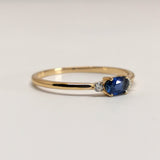 East-West Dainty Oval Blue Sapphire Engagement Ring