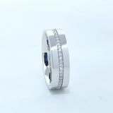 6 mm Flat Wedding Band - 18k White Gold with Natural Diamonds