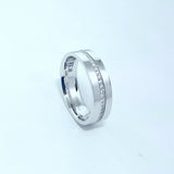 6 mm Flat Wedding Band - 18k White Gold with Natural Diamonds