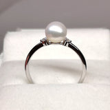 Minimalist Natural Pearl & Diamond Engagement Ring