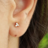 Tiny Trio Diamond Stud Earrings – Delicate Diamond Cluster Earrings