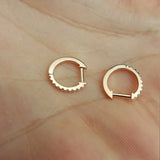 Diamond Huggie Earrings – Flat Hoop Earrings – Delicate Bridal Set