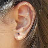 Dainty Black Diamond Stud Earrings – Delicate Genuine Diamond Bridal Set