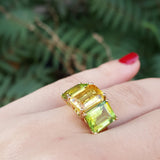 Unique Statement Sapphire and Peridot Engagement Ring