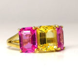 Unique Statement Emerald Cut Sapphire Engagement Ring