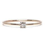 Dainty Simple Diamond Engagement Ring - Handmade Thin Solid 18k Gold Promise Ring