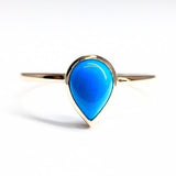 Dainty Tear-Drop Sleeping Beauty Bezel Turquoise Ring