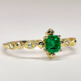 Vintage Art Deco Princess Emerald Engagement Ring
