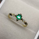 Vintage Art Deco Princess Emerald Engagement Ring