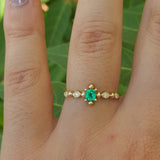 Vintage Art Deco Princess Emerald Engagement Ring