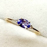 Oval Tanzanite Engagement Ring – Natural Tanzanite and Diamond Ring – Solid Gold December and April Birthstone Ring