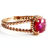 Natural Ruby Solitaire Engagement Ring – Twisted Nature Inspired Victorian Ruby Ring - Solid Gold Ruby Stacking Ring - July Birthstone Ring