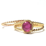 Natural Ruby Solitaire Engagement Ring – Twisted Nature Inspired Victorian Ruby Ring - Solid Gold Ruby Stacking Ring - July Birthstone Ring