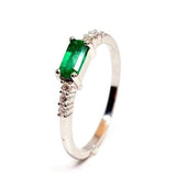 Dainty East-West Genuine Emerald Engagement Ring