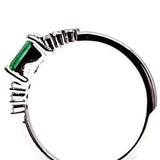 Dainty East-West Genuine Emerald Engagement Ring