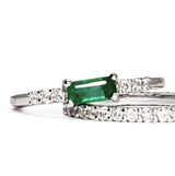 Dainty East-West Genuine Emerald Engagement Ring