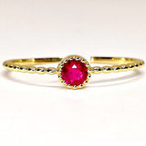 Milgrain Bezel Ruby Engagement Ring – Small Beaded stacking Ruby Ring – Simple genuine Ruby Ring - Natural July Birthstone Solid Gold Ring