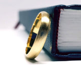 Brush Textured Gold Dome Ring – Simple Thick His & Hers Gold Wedding Bands