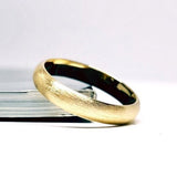 Brush Textured Gold Dome Ring – Simple Thick His & Hers Gold Wedding Bands