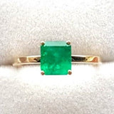 Natural Princess Cut Colombian Emerald Engagement Ring